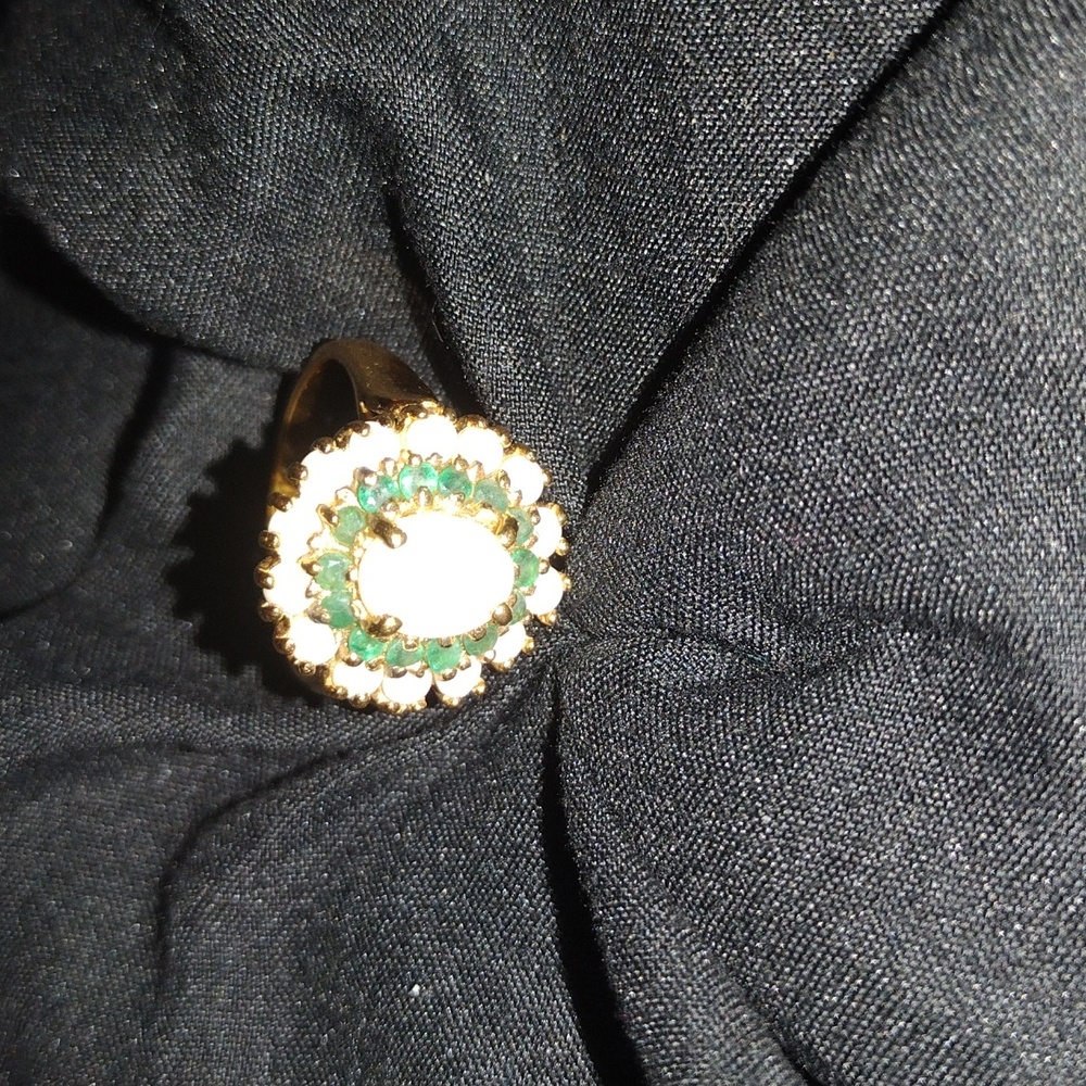 3ct opal cutopalt emerald double halo